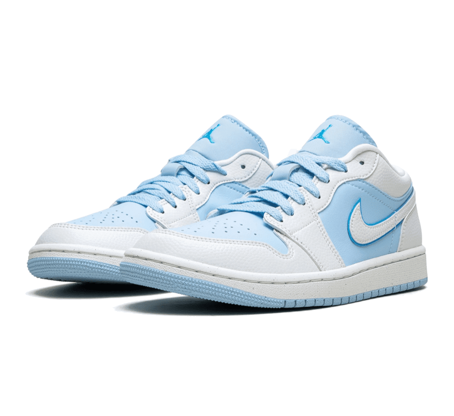 Air Jordan 1 Low Reverse Ice Blue Beide Paar Seitlich